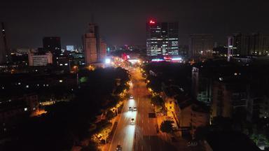 张家港市人民路长河中路夜景航拍